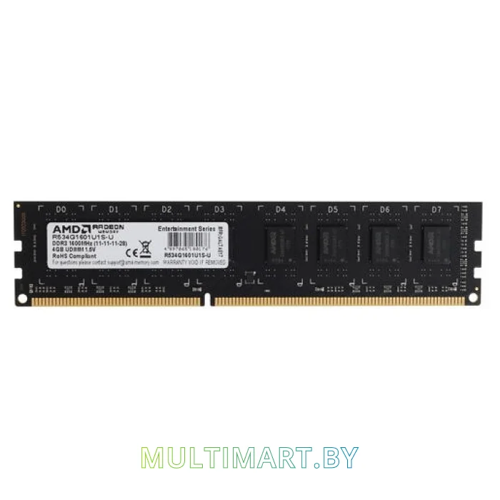 Оперативная память AMD R5 Entertainment 4GB DDR3 PC3-12800 (R534G1601U1S-U)